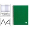 CUADERNO ESPIRAL LIDERPAPEL A4 MICRO PAPERCOAT TAPA FORRADA 140H 75 GR CUADRO5MM 5 BANDAS 4 TALADROS VERDE
