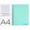 CUADERNO ESPIRAL LIDERPAPEL A4 MICRO WONDER TAPA PLASTICO 120H 90 GR CUADRO 5 MM 5 BANDAS 4 TALADROS COLOR VERDE