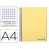 CUADERNO ESPIRAL LIDERPAPEL A4 MICRO WONDER TAPA PLASTICO 120H 90 GR CUADRO 5 MM 5 BANDA4 TALADROS COLOR AMARILLO