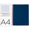 CUADERNO ESPIRAL LIDERPAPEL A4 MICRO WONDER TAPA PLASTICO 120H 90 GR CUADRO 5 MM 5 BANDA4 TALADROS COLOR AZUL MARINO