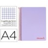 CUADERNO ESPIRAL LIDERPAPEL A4 MICRO WONDER TAPA PLASTICO 120H 90 GR CUADRO 5 MM 5 BANDA4 TALADROS COLOR LILA
