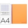 CUADERNO ESPIRAL LIDERPAPEL A4 MICRO WONDER TAPA PLASTICO 120H 90 GR CUADRO 5 MM 5 BANDA4 TALADROS COLOR NARANJA