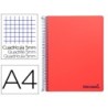 CUADERNO ESPIRAL LIDERPAPEL A4 MICRO WONDER TAPA PLASTICO 120H 90 GR CUADRO 5 MM 5 BANDAS 4 TALADROS COLOR ROJO