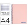 CUADERNO ESPIRAL LIDERPAPEL A4 MICRO WONDER TAPA PLASTICO 120H 90 GR CUADRO 5 MM 5 BANDAS 4 TALADROS COLOR ROSA