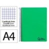 CUADERNO ESPIRAL LIDERPAPEL A4 MICRO WONDER TAPA PLASTICO 120H 90 GR CUADRO 5 MM 5 BANDAS 4 TALADROS COLOR VERDE