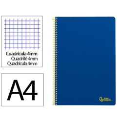 CUADERNO ESPIRAL LIDERPAPEL FOLIO SMART TAPA BLANDA 80H 60GR CUADRO 4MM CON MARGEN COLOR AZUL OSCURO
