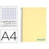 CUADERNO ESPIRAL LIDERPAPEL A4 WONDER TAPA PLASTICO 80H 90GR CUADRO 4MM CON MARGEN COLOR AMARILLO