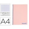CUADERNO ESPIRAL LIDERPAPEL A4 WONDER TAPA PLASTICO 80H 90GR CUADRO 4MM CON MARGEN COLOR ROSA