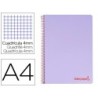 CUADERNO ESPIRAL LIDERPAPEL A4 WONDER TAPA PLASTICO 80H 90GR CUADRO 4MM CON MARGEN COLOR VIOLETA