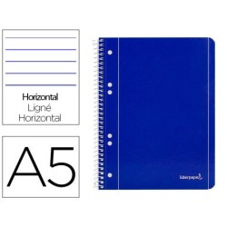 CUADERNO ESPIRAL LIDERPAPEL A5 MICRO SERIE AZUL TAPA BLANDA 80H 75 GR HORIZONTAL 6 TALADROS AZUL