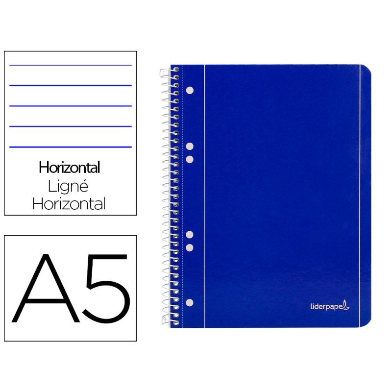 CUADERNO ESPIRAL LIDERPAPEL A5 MICRO SERIE AZUL TAPA BLANDA 80H 75 GR HORIZONTAL 6 TALADROS AZUL