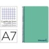 CUADERNO ESPIRAL LIDERPAPEL A7 MICRO WONDER TAPA PLASTICO 100H 90 GR CUADRO 5MM 4 BANDAS COLOR VERDE
