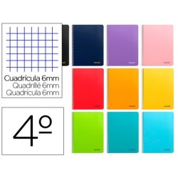 CUADERNO ESPIRAL LIDERPAPEL CUARTO SMART TAPA BLANDA 80H 60GR CUADRO 6MM CON MARGEN COLORES SURTIDOS (PACK INDIVISIBLE  10 UDS)