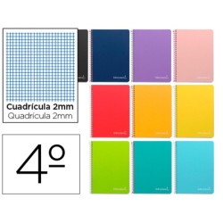 CUADERNO ESPIRAL LIDERPAPEL CUARTO INSPIRE TAPA DURA 80H 60 GR MILIMETRADO 2MM CON MARGEN COLORES SURTIDOS