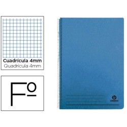 CUADERNO ESPIRAL LIDERPAPEL FOLIO 100H CUADRO 4MM TAPA AZUL CON MARGEN 70 GR (PACK INDIVISIBLE 5 UDS)