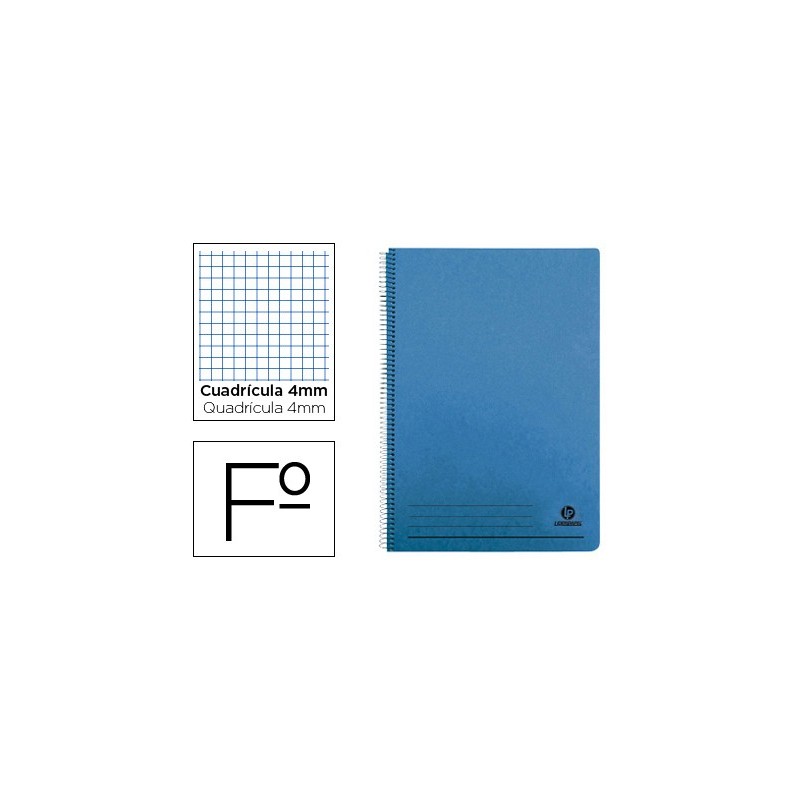CUADERNO ESPIRAL LIDERPAPEL FOLIO 100H CUADRO 4MM TAPA AZUL CON MARGEN 70 GR (PACK INDIVISIBLE 5 UDS)