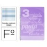 CUADERNO ESPIRAL LIDERPAPEL FOLIO PAUTAGUIA TAPA PLASTICO 80H 75GR CUADRO PAUTADO 3MM CON MARGEN COLOR VIOLETA