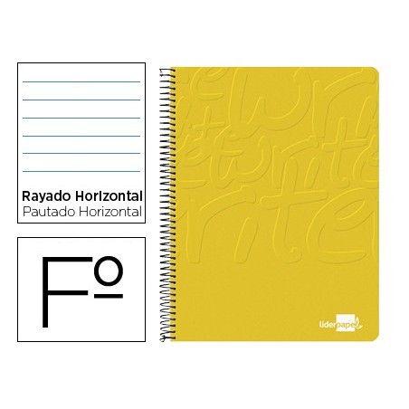 CUADERNO ESPIRAL LIDERPAPEL FOLIO WRITE TAPA BLANDA 80H 60GR HORIZONTAL CON MARGEN COLOR AMARILLO