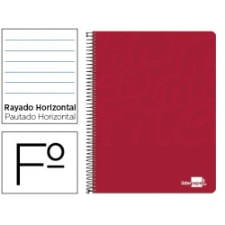 CUADERNO ESPIRAL LIDERPAPEL FOLIO WRITE TAPA BLANDA 80H 60GR HORIZONTAL CON MARGEN COLOR ROJO (PACK INDIVISIBLE 10 UDS)