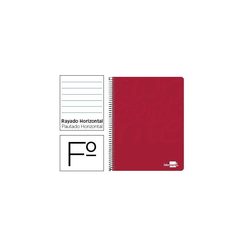 CUADERNO ESPIRAL LIDERPAPEL FOLIO WRITE TAPA BLANDA 80H 60GR HORIZONTAL CON MARGEN COLOR ROJO (PACK INDIVISIBLE 10 UDS)
