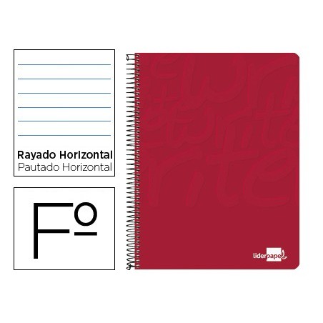 CUADERNO ESPIRAL LIDERPAPEL FOLIO WRITE TAPA BLANDA 80H 60GR HORIZONTAL CON MARGEN COLOR ROJO (PACK INDIVISIBLE 10 UDS)