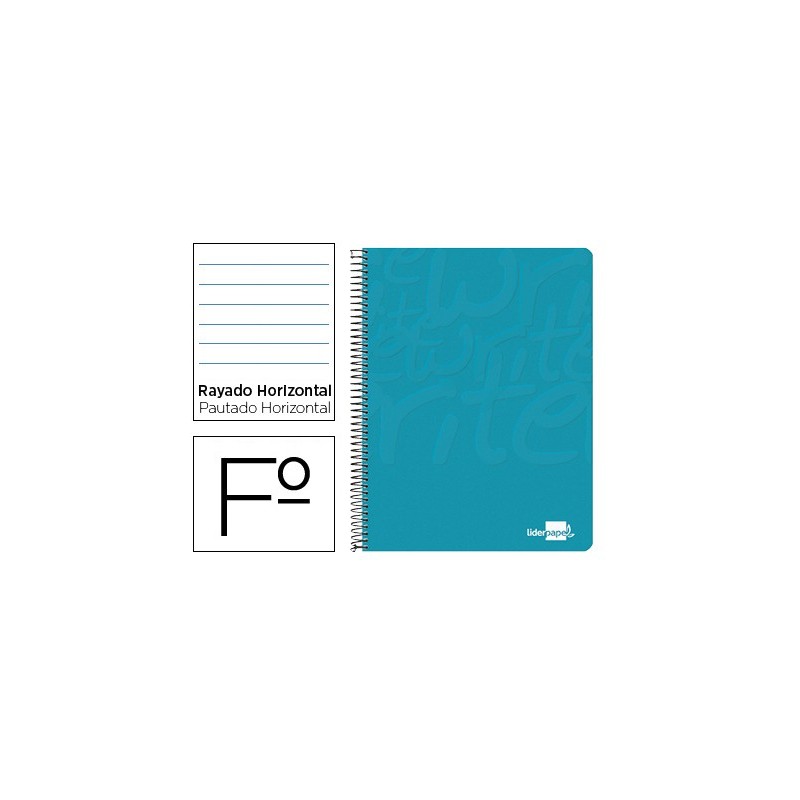 CUADERNO ESPIRAL LIDERPAPEL FOLIO WRITE TAPA BLANDA 80H 60GR HORIZONTAL CON MARGEN COLOR TURQUESA (PACK INDIVISIBLE 10 UDS)