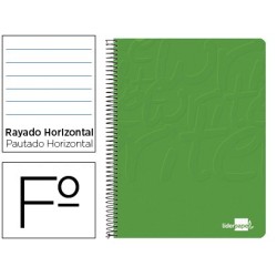 CUADERNO ESPIRAL LIDERPAPEL FOLIO WRITE TAPA BLANDA 80H 60GR HORIZONTAL CON MARGEN COLOR VERDE (PACK INDIVISIBLE 10 UDS)