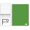 CUADERNO ESPIRAL LIDERPAPEL FOLIO WRITE TAPA BLANDA 80H 60GR HORIZONTAL CON MARGEN COLOR VERDE (PACK INDIVISIBLE 10 UDS)