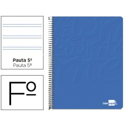 CUADERNO ESPIRAL LIDERPAPEL FOLIO WRITE TAPA BLANDA 80H 60GR PAUTA 2,5 MM CON MARGEN COLOR AZUL (PACK INDIVISIBLE 10 UDS)