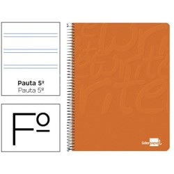 CUADERNO ESPIRAL LIDERPAPEL FOLIO WRITE TAPA BLANDA 80H 60GR PAUTA 2,5 MM CON MARGEN COLOR NARANJA (PACK INDIVISIBLE 10 UDS)
