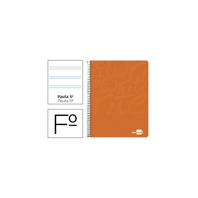 CUADERNO ESPIRAL LIDERPAPEL FOLIO WRITE TAPA BLANDA 80H 60GR PAUTA 2,5 MM CON MARGEN COLOR NARANJA (PACK INDIVISIBLE 10 UDS)