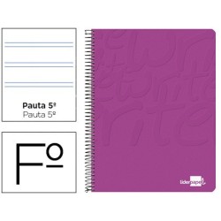 CUADERNO ESPIRAL LIDERPAPEL FOLIO WRITE TAPA BLANDA 80H 60GR PAUTA 2,5 MM CON MARGEN COLOR ROSA (PACK INDIVISIBLE 10 UDS)