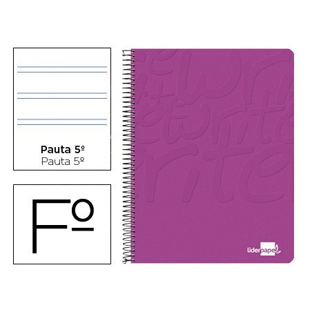 CUADERNO ESPIRAL LIDERPAPEL FOLIO WRITE TAPA BLANDA 80H 60GR PAUTA 2,5 MM CON MARGEN COLOR ROSA (PACK INDIVISIBLE 10 UDS)