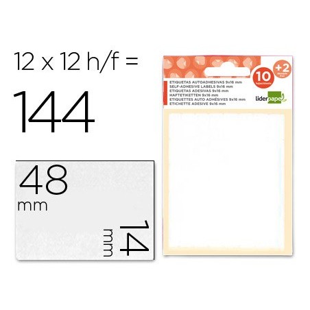 ETIQUETAS LIDERPAPEL SOBRE DE 10 H. + 2 H. OBSEQUIO 14X48 MM -10 UNIDADES POR HOJA