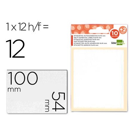 ETIQUETAS LIDERPAPEL SOBRE DE 10 H. + 2 H. OBSEQUIO 54X100 MM -1 UNIDADES POR HOJA