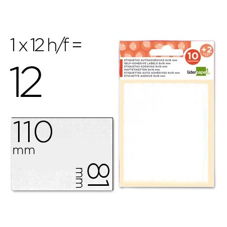 ETIQUETAS LIDERPAPEL SOBRE DE 10 H. + 2 H. OBSEQUIO 81X110 MM 1 UNIDAD POR HOJA