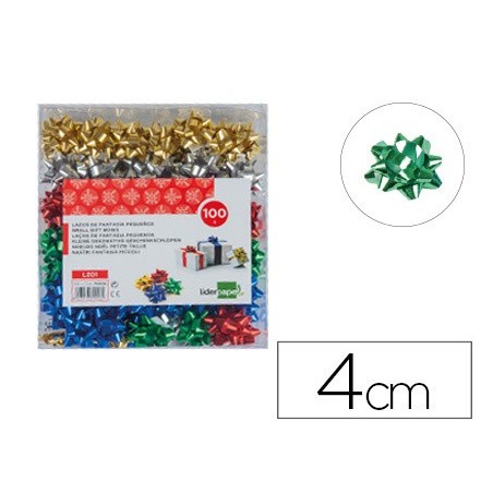 LAZOS LIDERPAPEL FANTASIA PEQUEÑOS COLORES METALIZADOS SURTIDOS (PACK INDIVISIBLE 100 UDS)