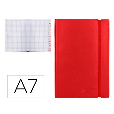 LIBRETA INDICE LIDERPAPEL SIMILPIEL A7 120 HOJAS 70G/M2 COLOR ROJO