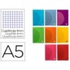 LIBRETA LIDERPAPEL 360 TAPA DE PLASTICO A5 48 HOJAS 90G/M2 CUADRO 4MM CON MARGEN COLORES SURTIDOS