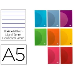 LIBRETA LIDERPAPEL 360 TAPA DE PLASTICO A5 48 HOJAS 90G/M2 HORIZONTAL CON DOBLE MARGEN COLORES SURTIDOS