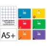 LIBRETA LIDERPAPEL PAUTAGUIA TAPA CARTONCILLO 32H DIN A5+ 75GR CUADRICULADO PAUTADO 8MM APAISADA CON MARGEN 6 COLORES
