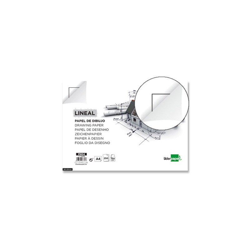 PAPEL DIBUJO LIDERPAPEL 210X297MM 150G/M2 CON CAJETIN (PACK INDIVISIBLE 250 UDS)