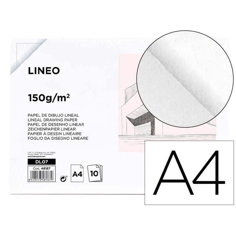 PAPEL DIBUJO LIDERPAPEL 210X297MM 150G/M2 SIN RECUADROPACK DE 10