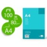PAPEL LIDERPAPEL A4 80G/M2 SIN TALADROS CUADRO 4 MM PAQUETE DE 100 HOJAS