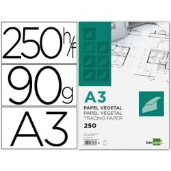 PAPEL DIBUJO LIDERPAPEL 297X420MM 90G/M2 VEGETAL (PACK INDIVISIBLE 250 UDS)