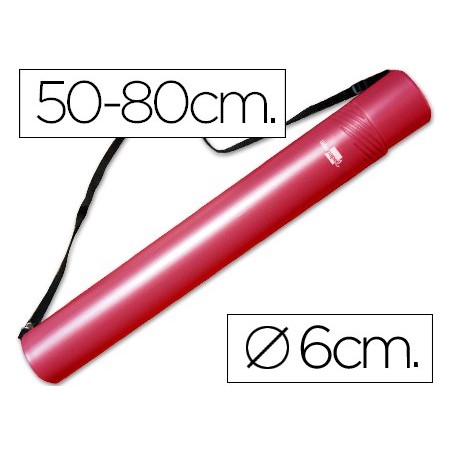 PORTAPLANOS PLASTICO LIDERPAPEL DIAMETRO 6 CM EXTENSIBLE HASTA 80 ROJO