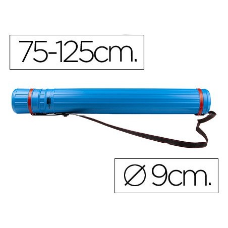 PORTAPLANOS PLASTICO LIDERPAPEL DIAMETRO 9 CM EXTENSIBLE HASTA 125 CM AZUL