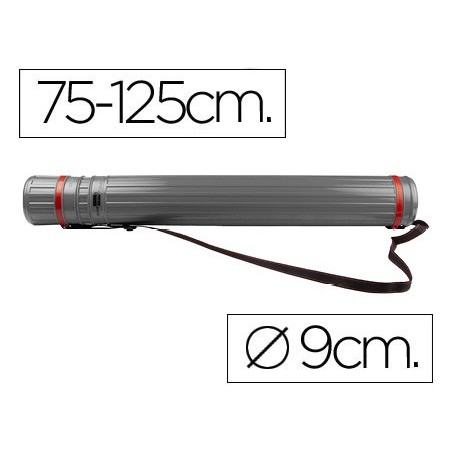PORTAPLANOS PLASTICO LIDERPAPEL DIAMETRO 9 CM EXTENSIBLE HASTA 125 CM GRIS