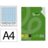 RECAMBIO LIDERPAPEL A4 100 HOJAS 100G/M2 CUADRO 2MM CON MARGEN 4 TALADROS