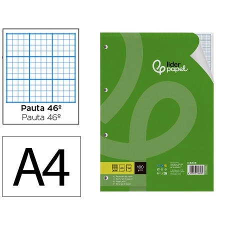 RECAMBIO LIDERPAPEL A4 100 HOJAS 100 G/M2 RAYADO N  46 4 TALADROS